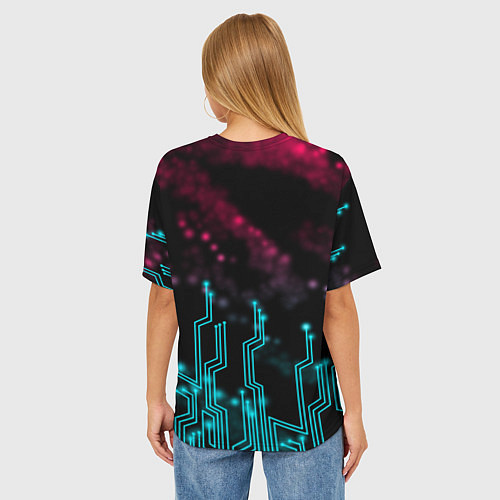Женская футболка оверсайз CYBERPUNK / 3D-принт – фото 4