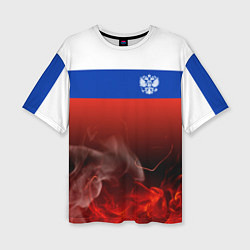 Футболка оверсайз женская Россия огонь, цвет: 3D-принт