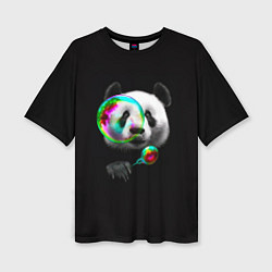 Футболка оверсайз женская Панда и мыльный пузырь, цвет: 3D-принт