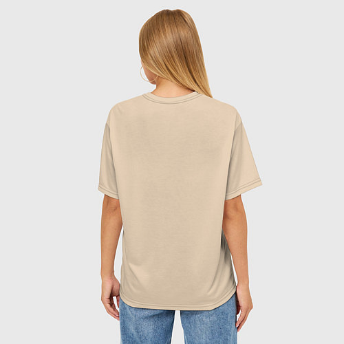 Женская футболка оверсайз Бежевая Маска / 3D-принт – фото 4
