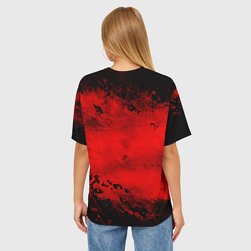Женская футболка оверсайз Red grunge monster energy / 3D-принт – фото 4