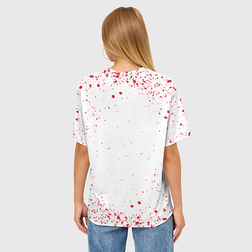 Женская футболка оверсайз Самурай в каплях крови Z / 3D-принт – фото 4