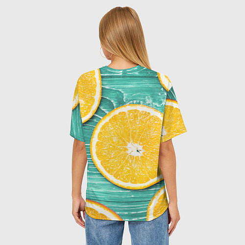 Женская футболка оверсайз Апельсины / 3D-принт – фото 4