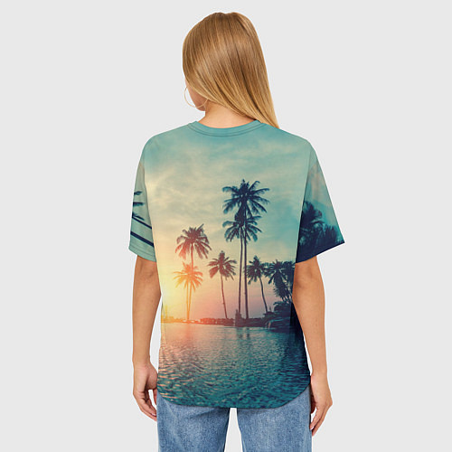 Женская футболка оверсайз Пальмы / 3D-принт – фото 4