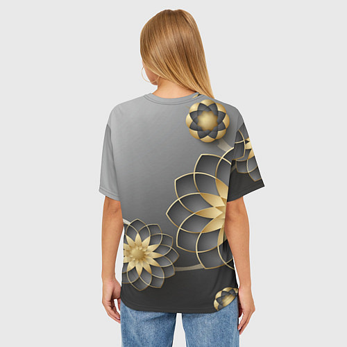 Женская футболка оверсайз 3D цветы / 3D-принт – фото 4