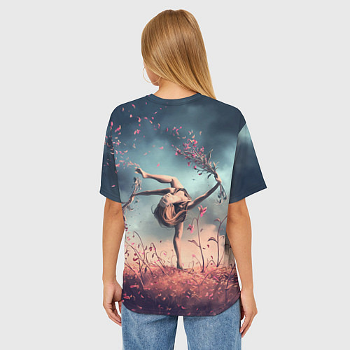 Женская футболка оверсайз Танцующая с цветами ведьма / 3D-принт – фото 4