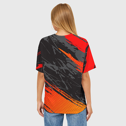 Женская футболка оверсайз Форма для мотокросса FOX / 3D-принт – фото 4