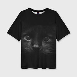 Женская футболка оверсайз Чёрный кот