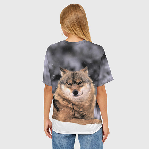 Женская футболка оверсайз Wolf Волк / 3D-принт – фото 4