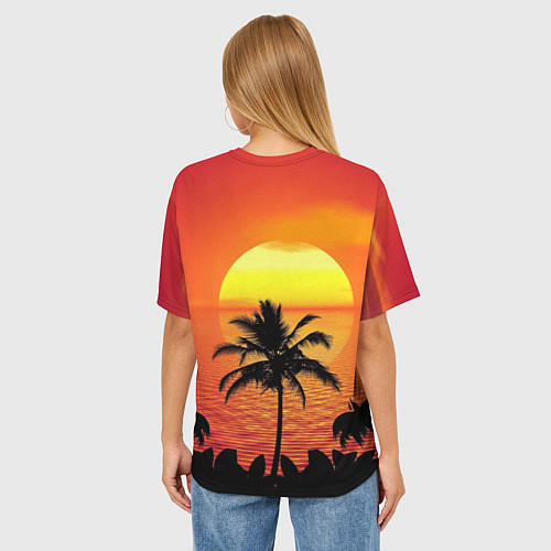 Женская футболка оверсайз Пальмы на фоне моря / 3D-принт – фото 4