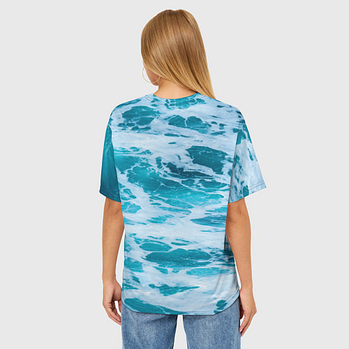 Женская футболка оверсайз Вода волны пена море / 3D-принт – фото 4