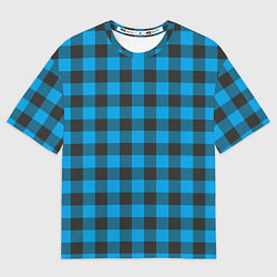 Футболка оверсайз женская Голубая клетка, цвет: 3D-принт