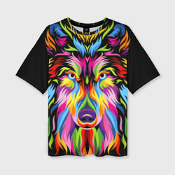 Футболка оверсайз женская Neon wolf, цвет: 3D-принт