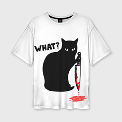 Женская футболка оверсайз What Cat