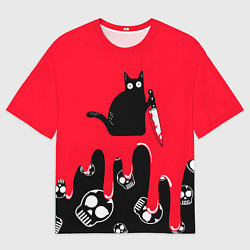 Футболка оверсайз женская WHAT CAT, цвет: 3D-принт