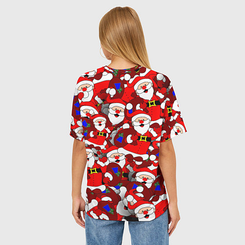 Женская футболка оверсайз Русский Санта Клаус / 3D-принт – фото 4