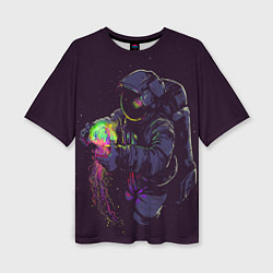 Женская футболка оверсайз Медуза и космонавт