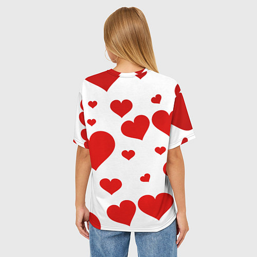 Женская футболка оверсайз Сердечки / 3D-принт – фото 4