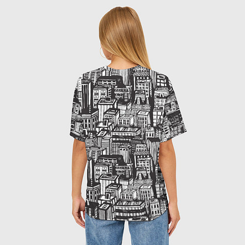 Женская футболка оверсайз Бесконечный город / 3D-принт – фото 4