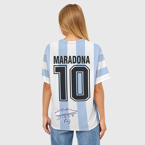 Женская футболка оверсайз Diego Maradona 10 Автограф / 3D-принт – фото 4