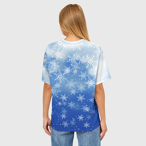 Женская футболка оверсайз НОВОГОДНИЙ ПИКАЧУ / 3D-принт – фото 4