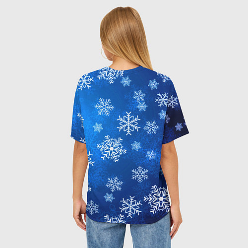 Женская футболка оверсайз Новый Год Снежинки / 3D-принт – фото 4