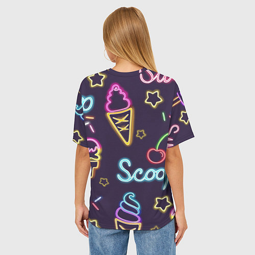 Женская футболка оверсайз Мороженное неон / 3D-принт – фото 4