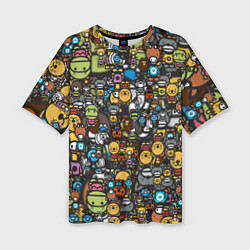 Футболка оверсайз женская АНИМЕ СМАЙЛЫ, цвет: 3D-принт