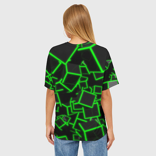 Женская футболка оверсайз Cyber cube / 3D-принт – фото 4