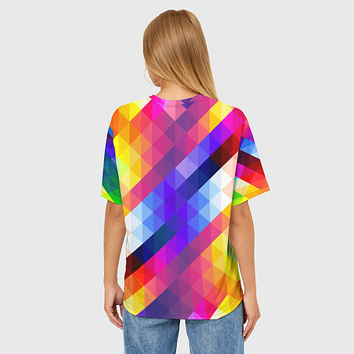 Женская футболка оверсайз Пиксельная радуга / 3D-принт – фото 4