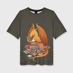 Женская футболка оверсайз Book Dragon
