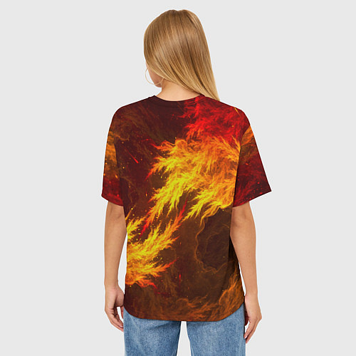 Женская футболка оверсайз Огненный Лис / 3D-принт – фото 4