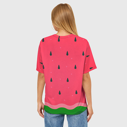 Женская футболка оверсайз Текстура арбуза / 3D-принт – фото 4