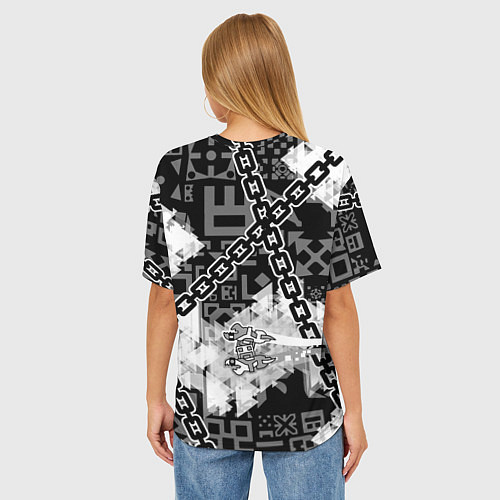 Женская футболка оверсайз Geometry Dash / 3D-принт – фото 4