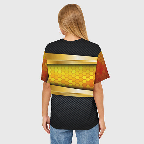 Женская футболка оверсайз 3D ЗОЛОТЫЕ СОТЫ БРОНЯ 3Д / 3D-принт – фото 4