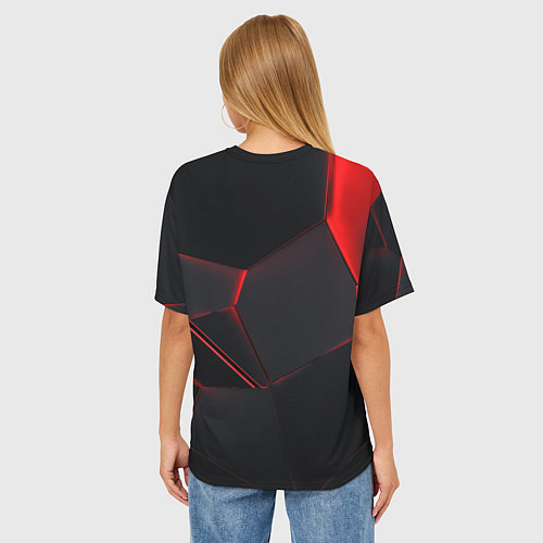 Женская футболка оверсайз Красные плиты 3D / 3D-принт – фото 4