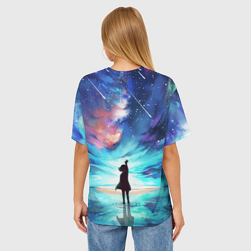 Женская футболка оверсайз Дотянуться до космоса / 3D-принт – фото 4