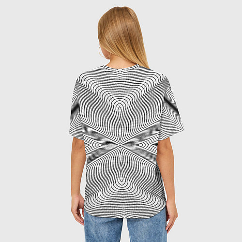 Женская футболка оверсайз Линии иллюзия / 3D-принт – фото 4