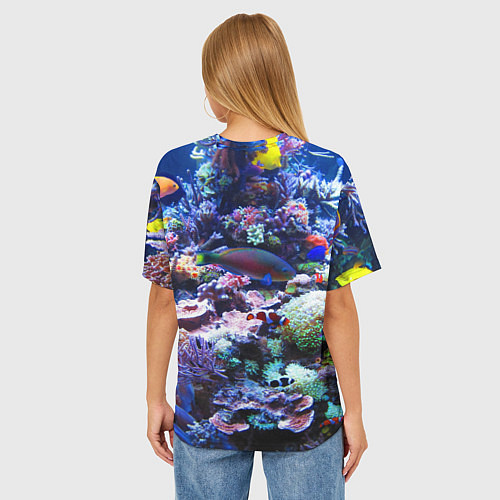 Женская футболка оверсайз Коралловые рыбки / 3D-принт – фото 4