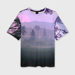 Женская футболка оверсайз Forest at sunset