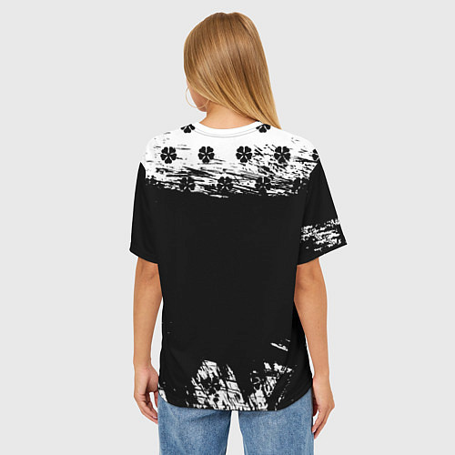 Женская футболка оверсайз Чёрный клевер череп демона / 3D-принт – фото 4