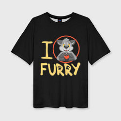Женская футболка оверсайз I love furry