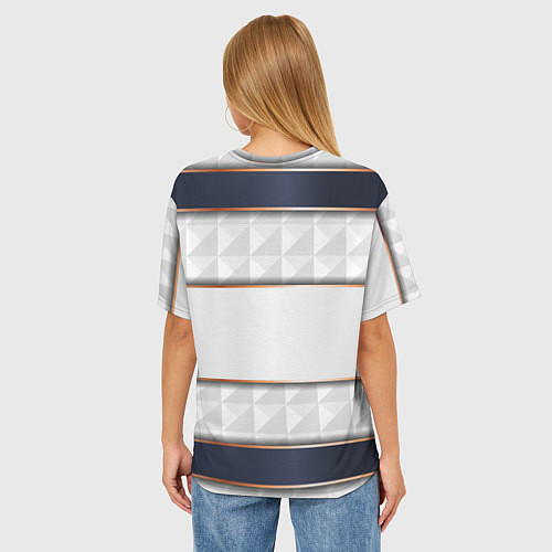 Женская футболка оверсайз White 3d lines / 3D-принт – фото 4