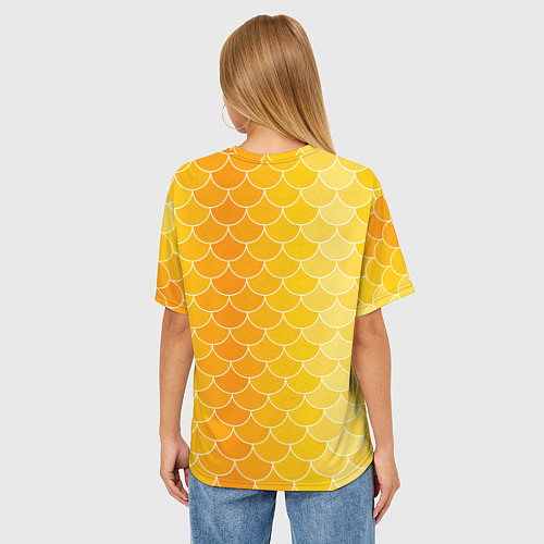 Женская футболка оверсайз Желтая чешуя / 3D-принт – фото 4