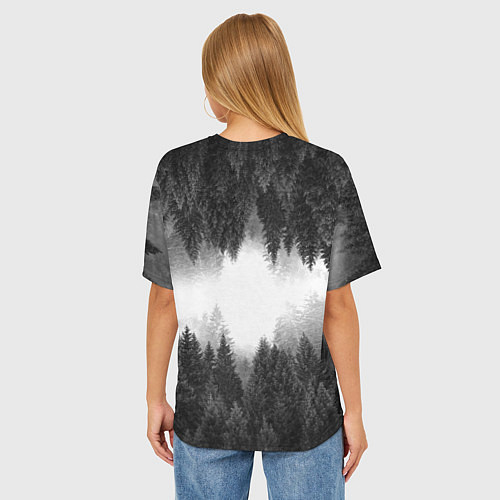 Женская футболка оверсайз Клыки леса / 3D-принт – фото 4