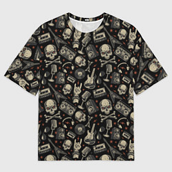 Женская футболка оверсайз Scull pattern rock