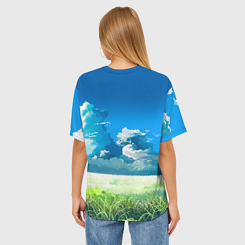Женская футболка оверсайз Пикачу на природе / 3D-принт – фото 4