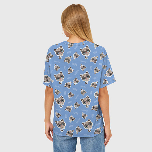 Женская футболка оверсайз Недовольный Кот / 3D-принт – фото 4