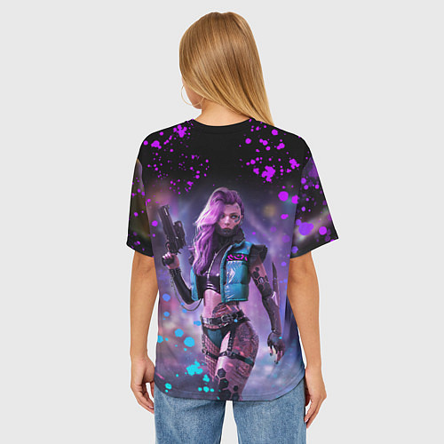 Женская футболка оверсайз CYBERPUNK 2077 NEON КИБЕРПАНК НЕОН Z / 3D-принт – фото 4