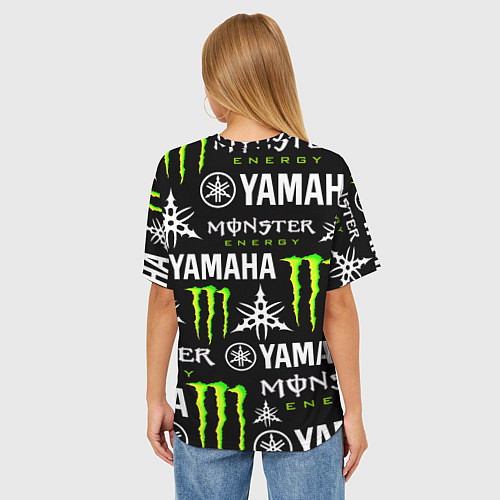 Женская футболка оверсайз YAMAHA X MONSTER SPORT / 3D-принт – фото 4